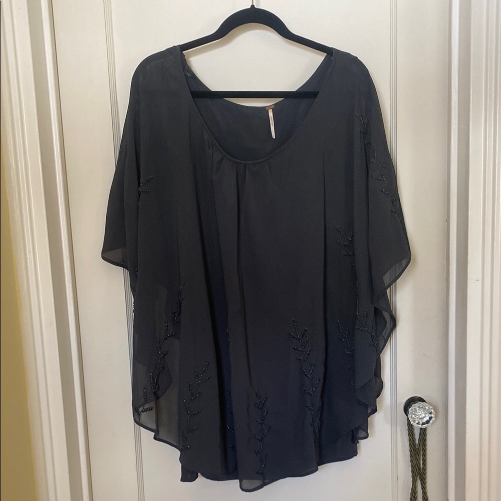 Free People NWOT Elegant Black Chiffon Women's Top